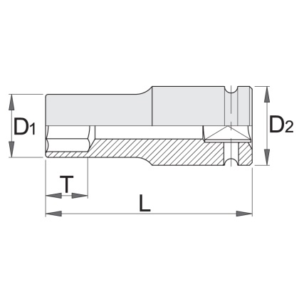 Головка торцева ударна подовжена, 1" 46 mm