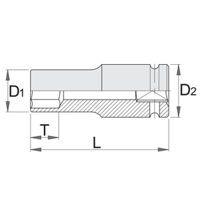 Головка торцевая ударная шестигранная удлинённая