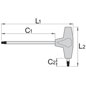 Ключ шестигранний з  Т-подібною рукояткою з заокругленим жалом
