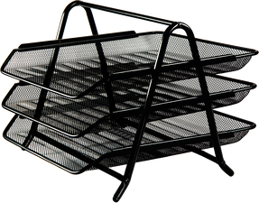 Лоток для паперів горизонтальний "3 в 1", металевий, чорний