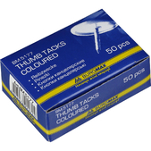 Кнопки кольорові, пластикові голівки, 50 шт. в карт.коробці BUROMAX Метал (Im-off)