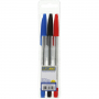 Комплект з 3-х кул. ручок CLASSIC  (тип "корвіна"), 0,7 мм, пласт. корпус, 3 кольори чорнил BUROMAX червоний. чорний. синій Im-off