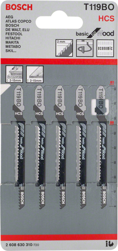 5 Лобзикових ПИЛОК T 119 ВО Basic for Wood, HCS