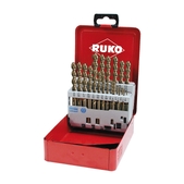 Набір спіральних свердел DIN 338 UTL 3000, HSSE-Co 5 дрібних розмірів в сталевому корпусі - 21 шт. RUKO  (229)