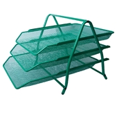 Лоток для паперів горизонтальний "3 в 1", металевий, зелений BUROMAX  (BM.6252-04)