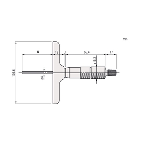 Depth Micrometer, Interchangeable Rods 0-25mm, 63mm Base