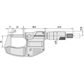 Цифровий мікрометр MDC Lite 0-25 мм, без роз'єму для виведення даних