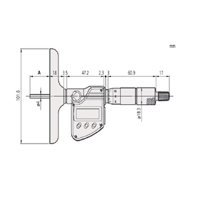 Digital Depth Micrometer 0-150mm, incl. 6 Rods