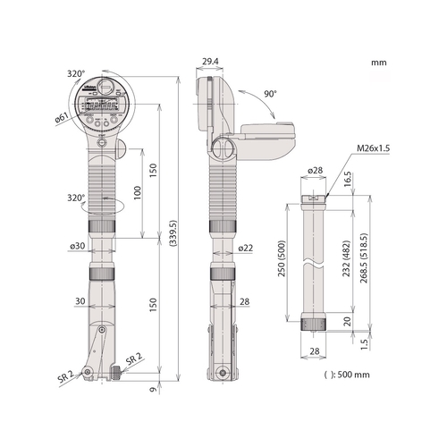 Индикаторный двухточечный нутромер Bore Gauge Digimatic 100-160 мм-45-100mm, 0,001mm