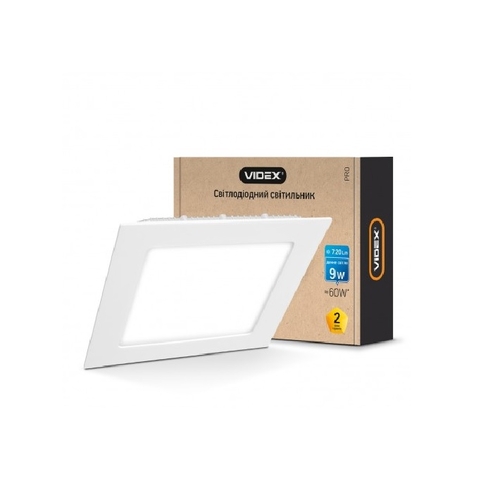 LED світильник вбудований квадрат VIDEX 9W 5000K 220V