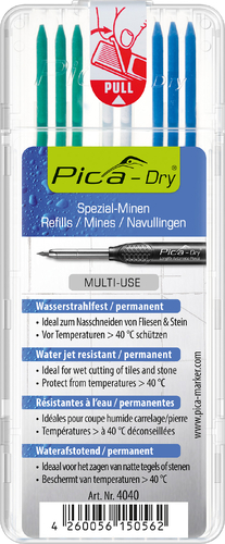 Змінні грифелі 4040 для PICA Dry, водостійкі Water resistant, 8шт, кольорові