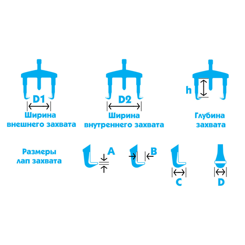 Зйомник універсальний з довгими лапами, 2-х захватний