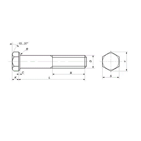 Болт с шестигранной головкой DIN960