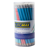 Олівець графітовий PASTEL, асорті, з гумкою BUROMAX  (BM.8526)
