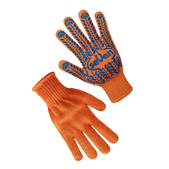 Перчатки Seven трикотажные оранжевые с ПВХ точкой 75612, 10р.   ((69607))