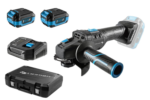 Набір Акумуляторна безщіткова шліфувальна машина кутова  125 мм 18В + 2 акумулятора 4Аг + зарядний пристрій 4А + кейс