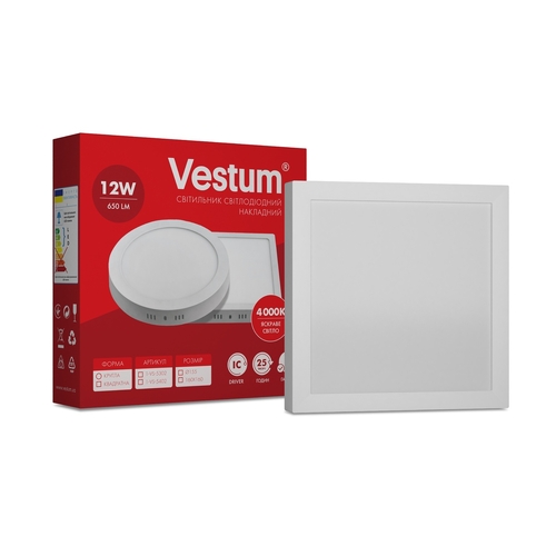 Квадратный светодиодный накладной светильник Vestum12W 4000K 220V 1-VS-5402