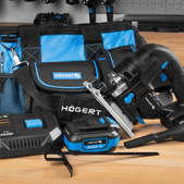 Набір Акумуляторний лобзик безщітковий 18В + акумулятор 4Аг + зарядний пристрій 4А + сумка HOEGERT  (HT2E233-0JS-PROMO-SET)