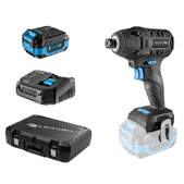 Набір Гвинтокрут безщітковий ударний імпульсний акумуляторний  200 Нм 18В + акумулятор 4Аг + акумулятор 2Аг + зарядний пристрій 4А + кейс HOEGERT  (HT2E255-B14ID-A20-PROMO)