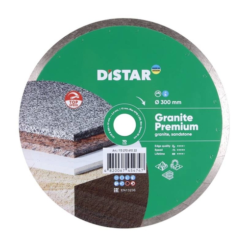 Круг алмазний вiдрiзний 1A1R 300x2,4x10x32 Granite Premium Distar 4820067454747 - фото 1 в каталозі Диски
