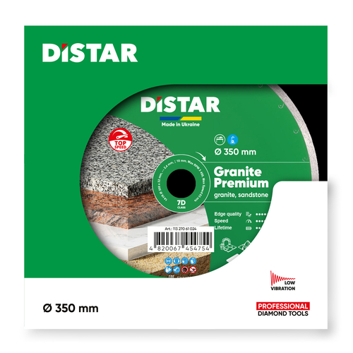 Круг алмазний вiдрiзний 1A1R 350x2,4x10x32 Granite Premium Distar 4820067454754 - фото 3 в каталозі Диски